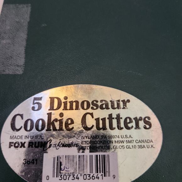 Fox Run 5 piece dinosaur metal cookie cutters - Picture 3 of 3